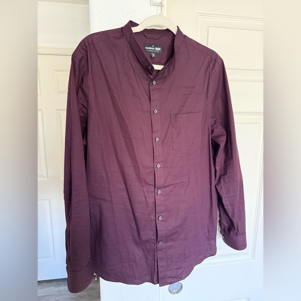 Express Men's Dark Purple Button Down Shirt